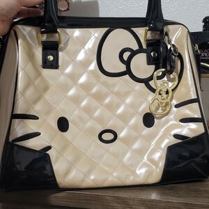 Hello Kitty Quilted Beige and Black Handbag